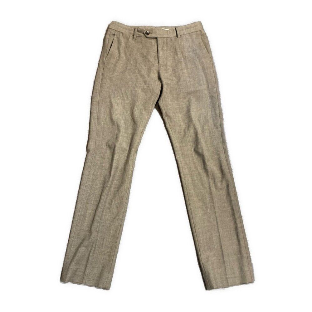 fairlane mens Solid Tan brown wool dress pants Slim 30 X 32